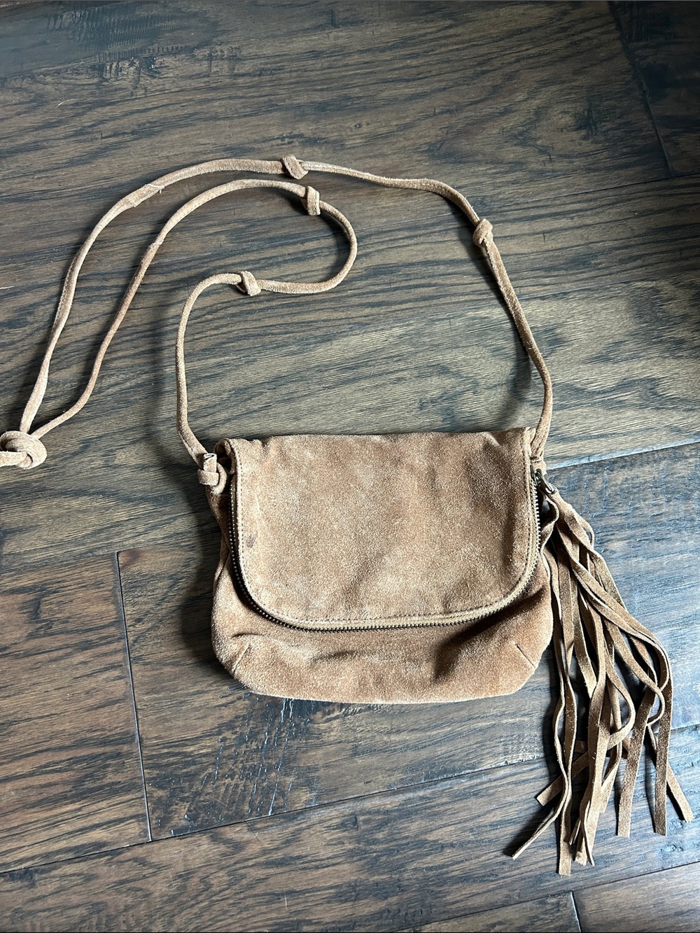 Forever 21 Tan Suede Fringe Crossbody Bag